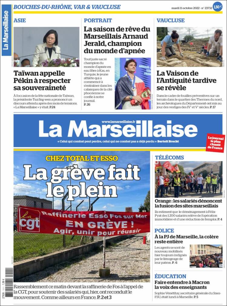 Portada de La Marseillaise (Francia)