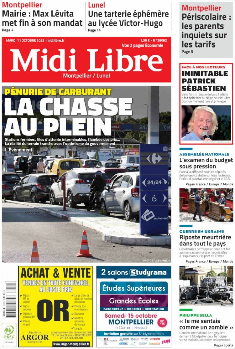 Portada de Midi Libre (Francia)