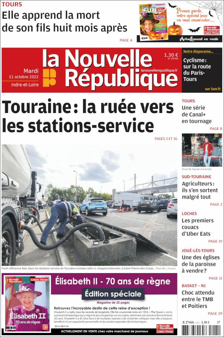 Portada de La Nouvelle Republique (Francia)