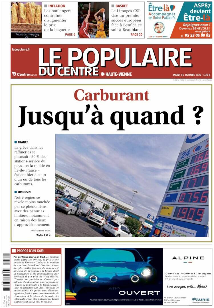 Portada de Le Populaire du Centre (Francia)