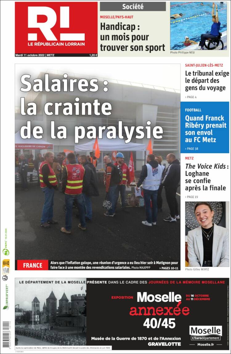 Portada de Le Republicain Lorrain (Francia)