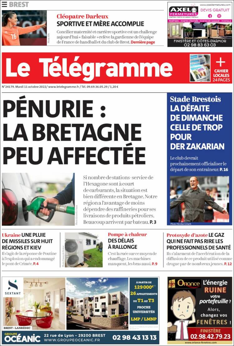 Portada de Télégramme (Francia)