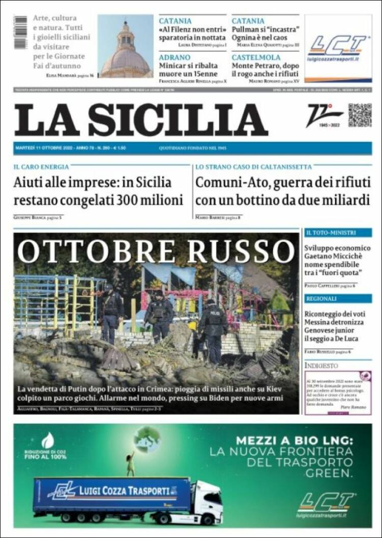 Portada de La Sicilia (Italia)