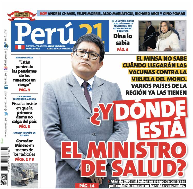 Portada de Perú 21 (Per&uacute;)