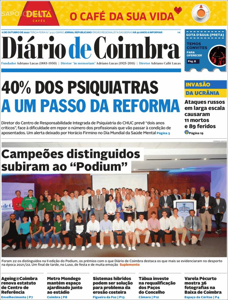 Portada de Diário de Coimbra (Portugal)