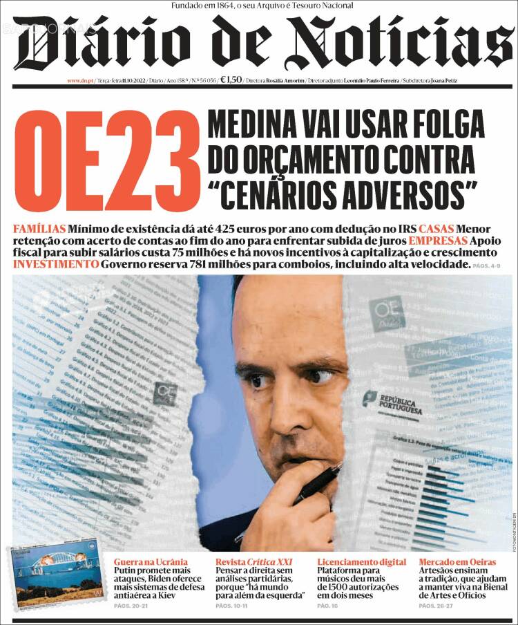 Portada de Diário de Noticias (Portugal)