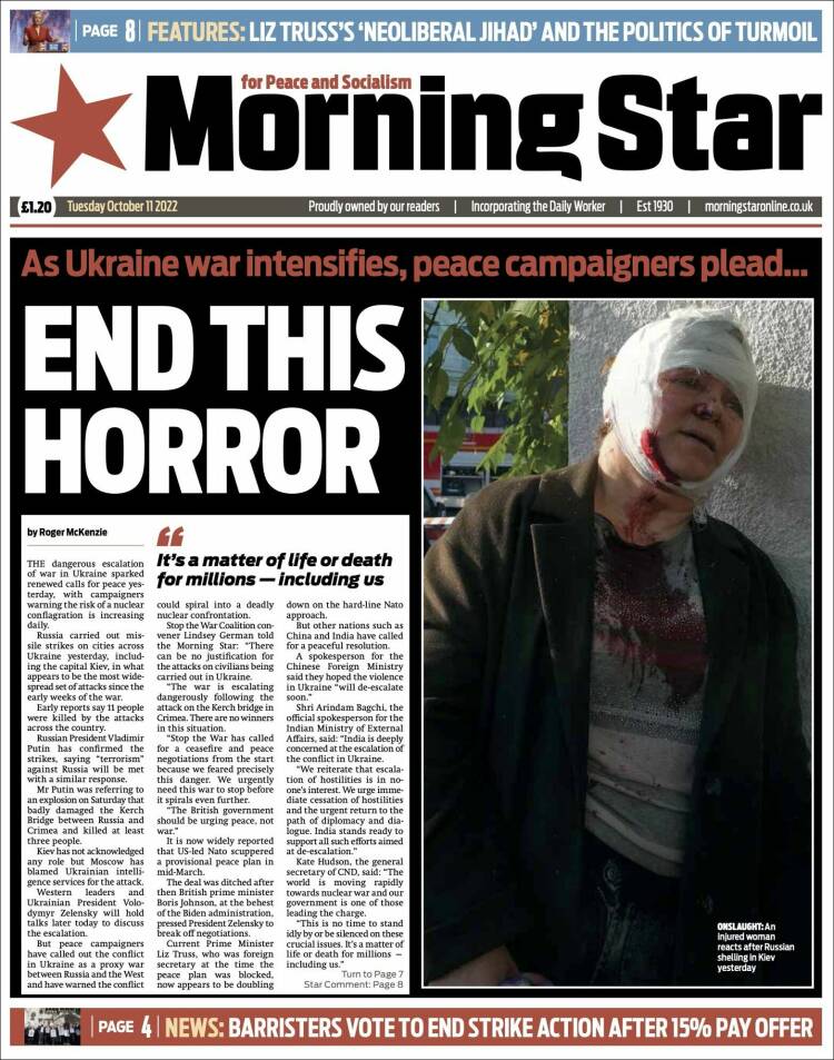 Portada de Morning Star (Reino Unido)
