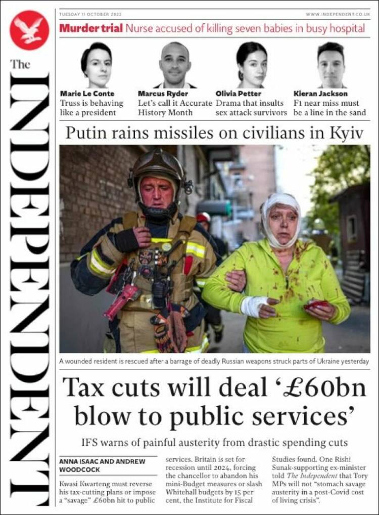 Portada de The Independent (Reino Unido)