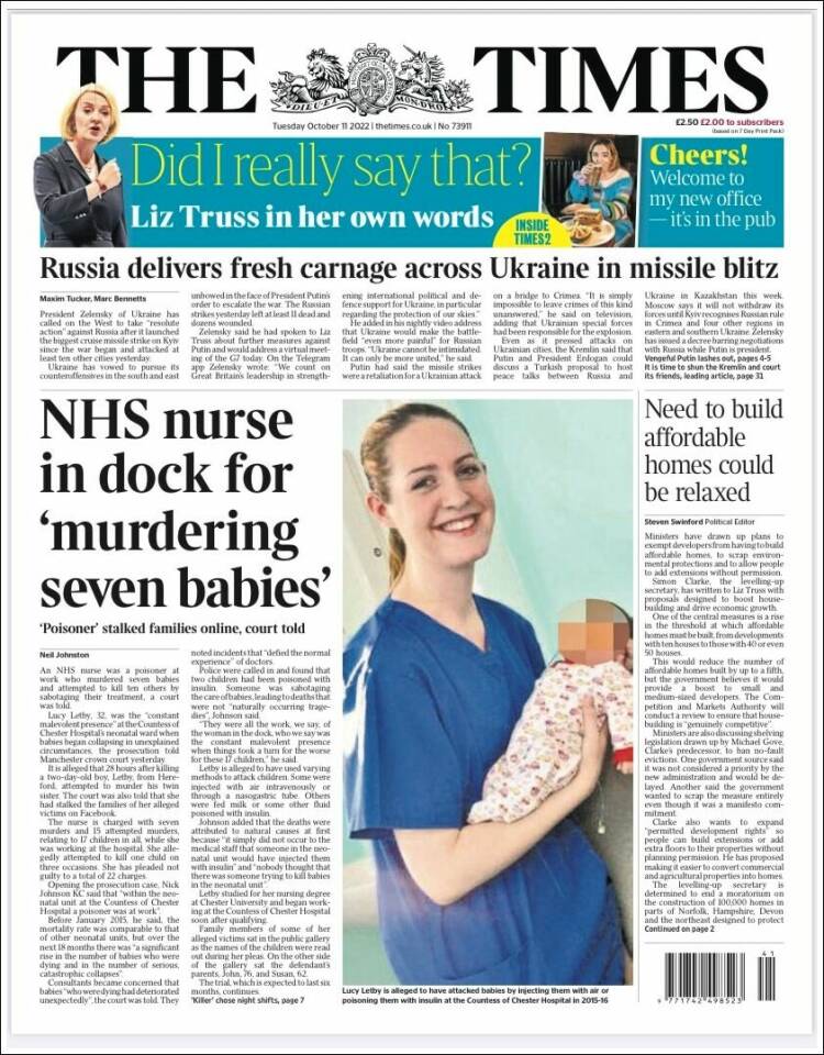 Portada de The Times (Reino Unido)