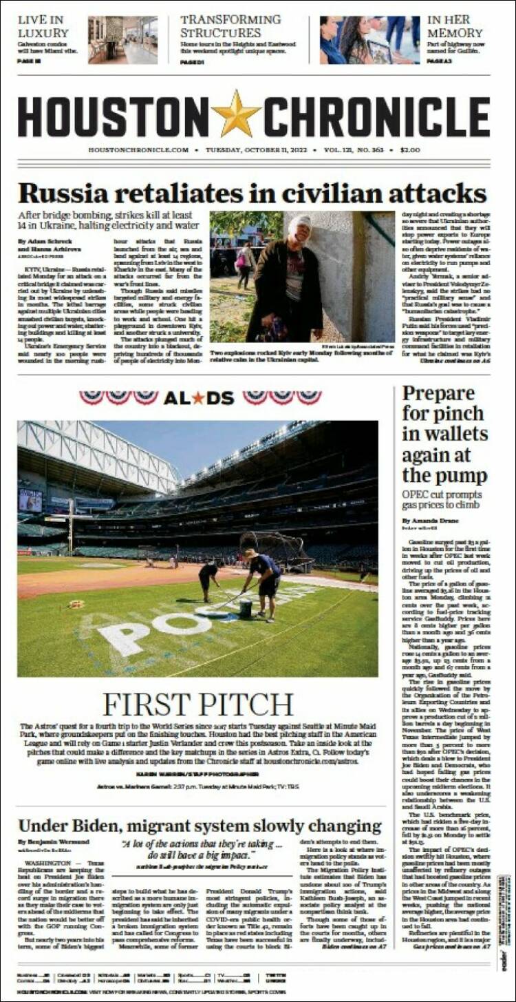 Portada de Houston Chronicle (USA)