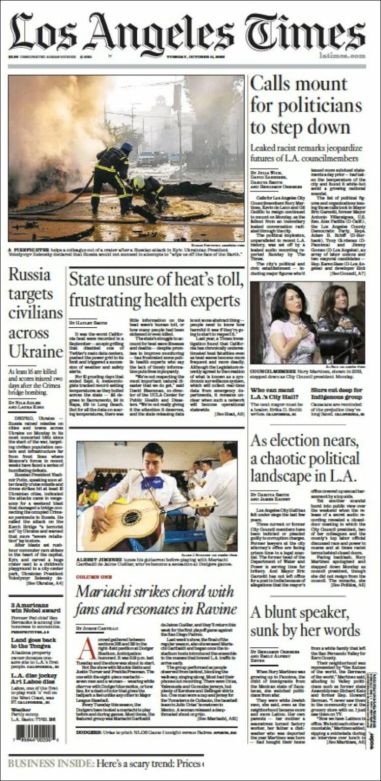 Portada de Los Angeles Times (USA)