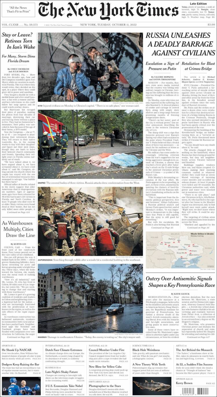 Portada de New York Times (USA)