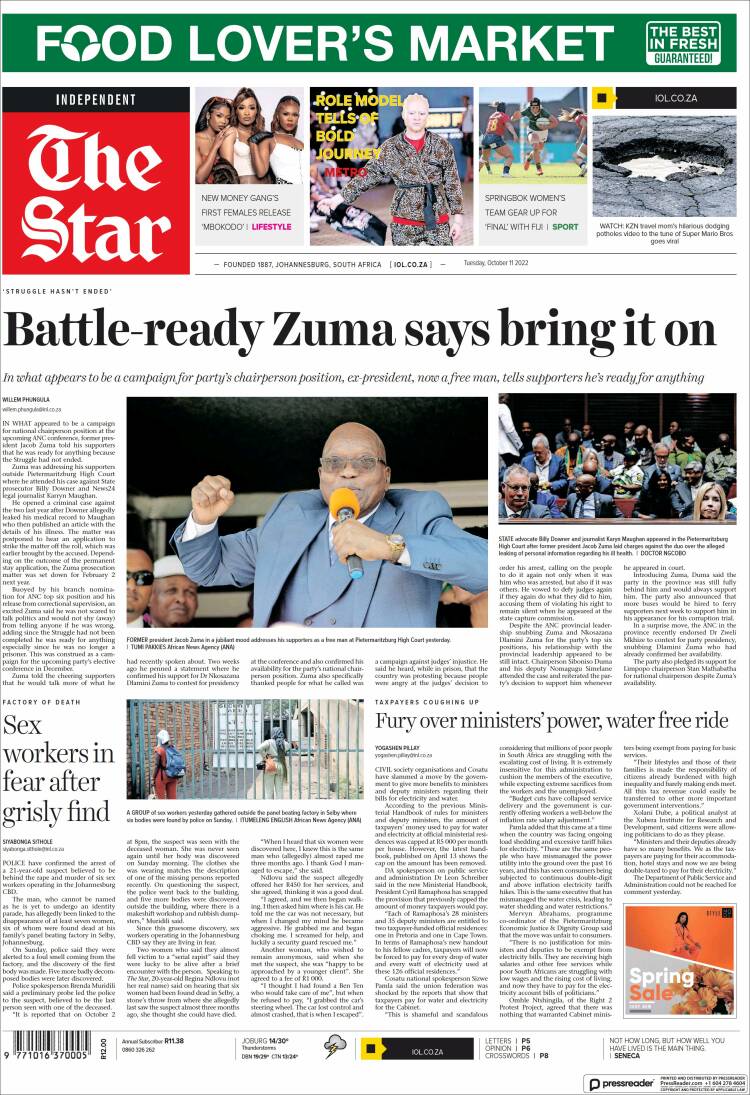 Portada de The Star (Sud&aacute;frica)