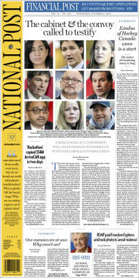 Portada de The National Post (Canadá)