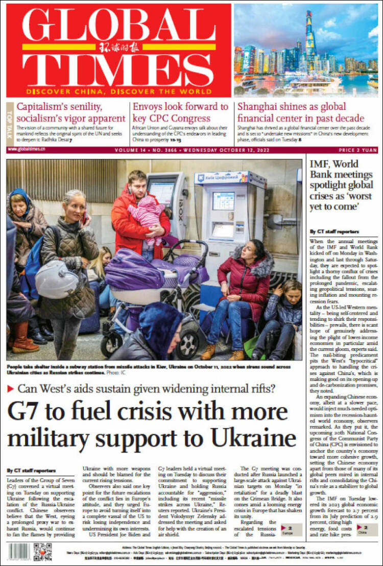 Portada de The Global Times (China)