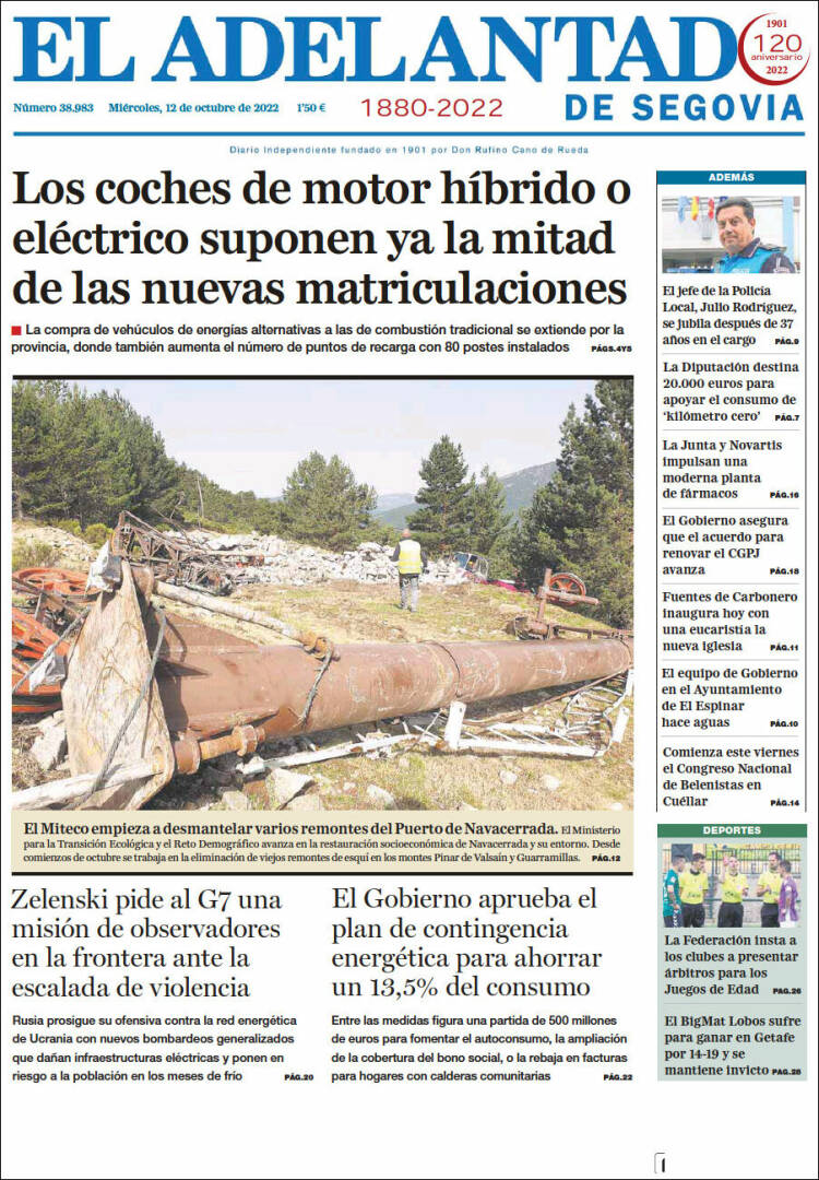 Portada de El Adelantado de Segovia (Espa&ntilde;a)