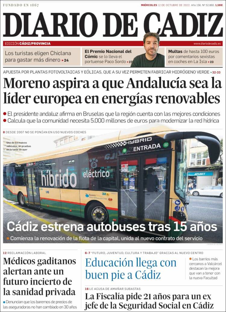 Portada de Diario de Cádiz (Espa&ntilde;a)