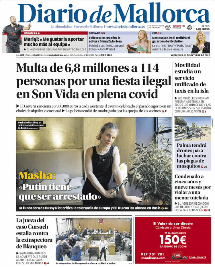 Portada de Diario de Mallorca (Espa&ntilde;a)