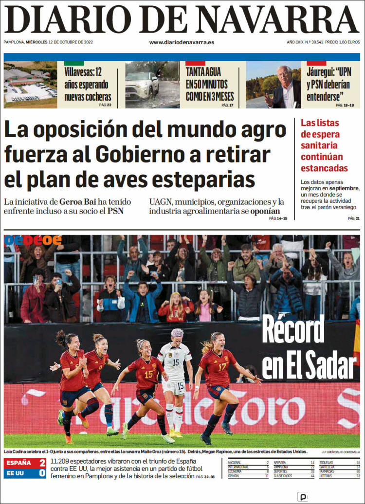 Portada de Diario de Navarra (Espa&ntilde;a)
