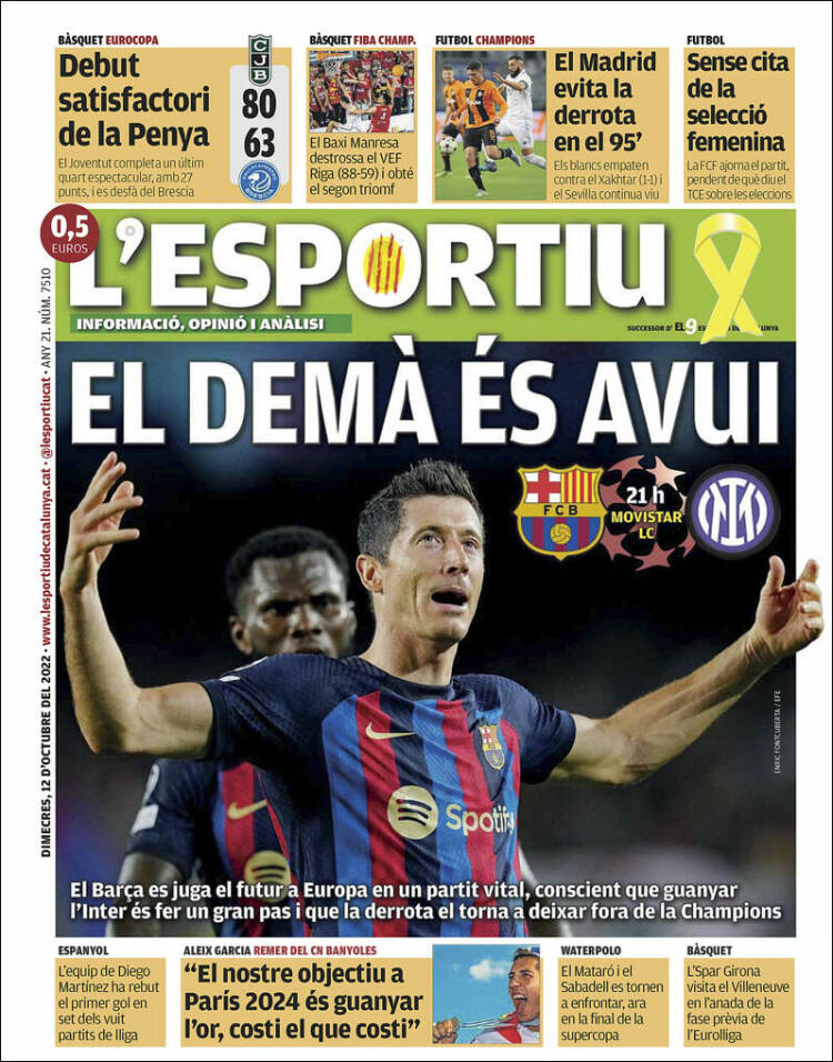 Portada de L'Esportiu (Espa&ntilde;a)