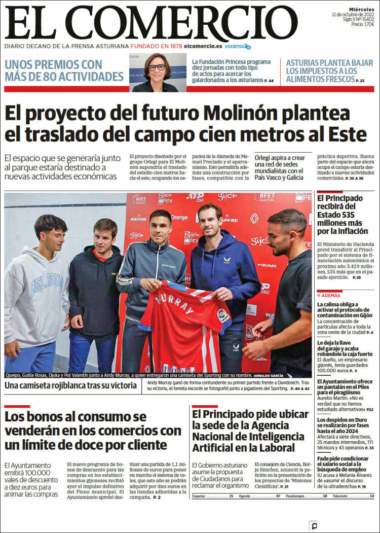 Portada de El Comercio - Gijón (Espa&ntilde;a)