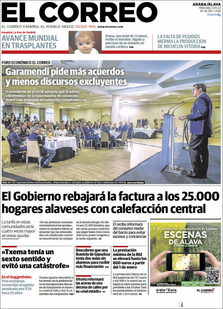 Portada de El Correo - Álava (Espa&ntilde;a)