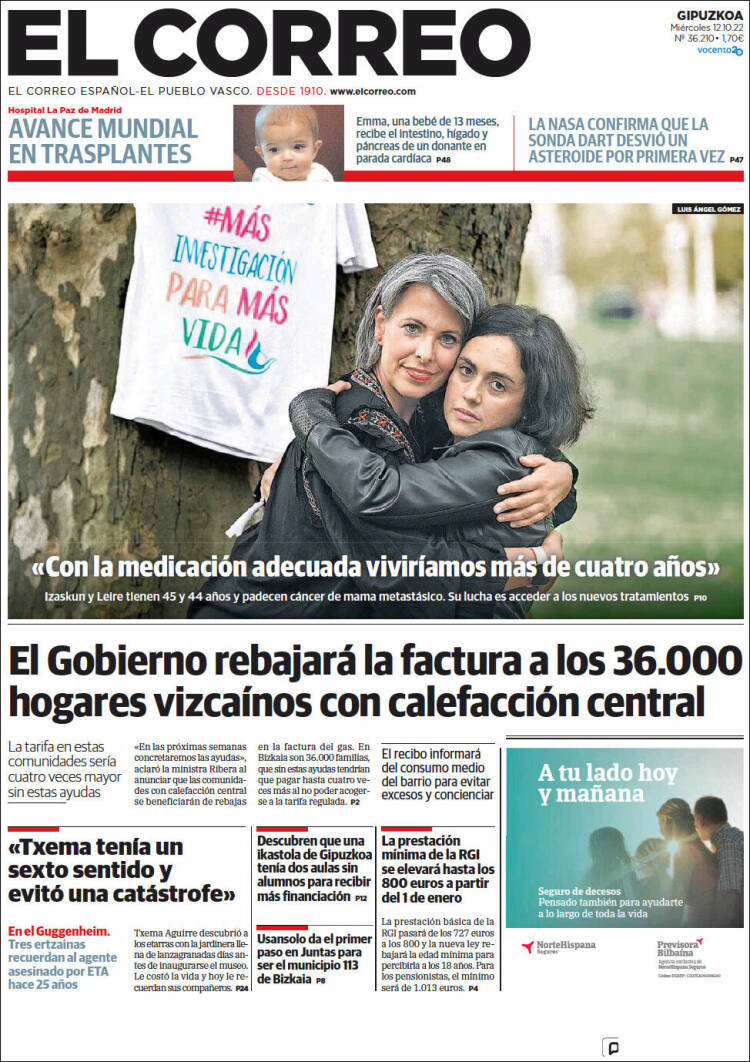 Portada de El Correo - Guipuzcoa (Espa&ntilde;a)