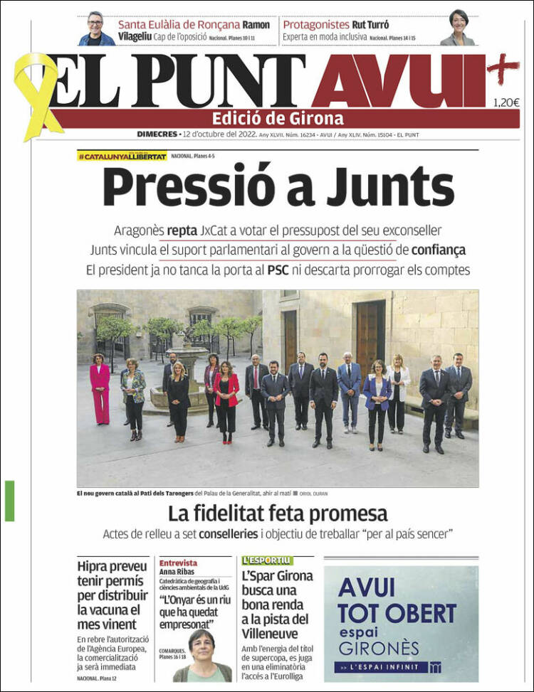 Portada de El Punt Avui - Girona (Espa&ntilde;a)