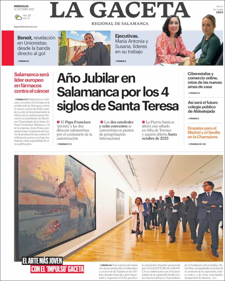 Portada de La Gaceta de Salamanca (Espa&ntilde;a)