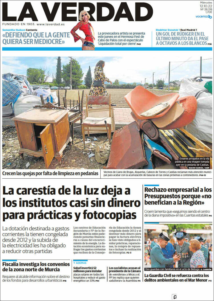 Portada de La Verdad de Murcia (Espa&ntilde;a)