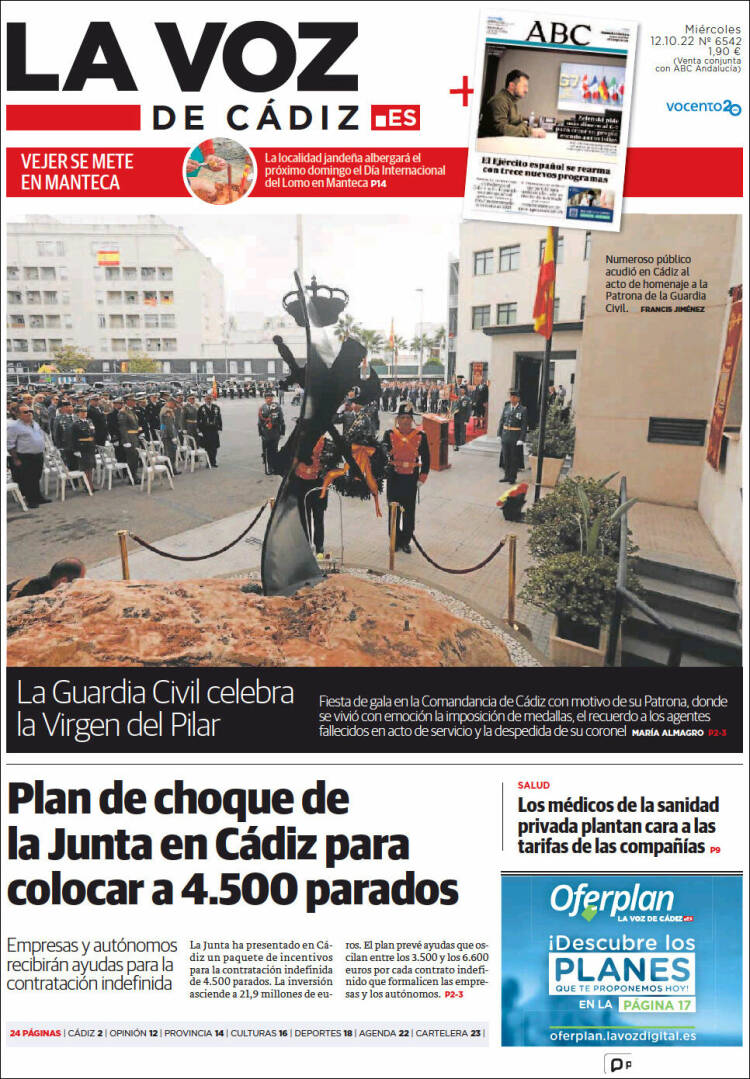 Portada de La Voz de Cádiz (Espa&ntilde;a)