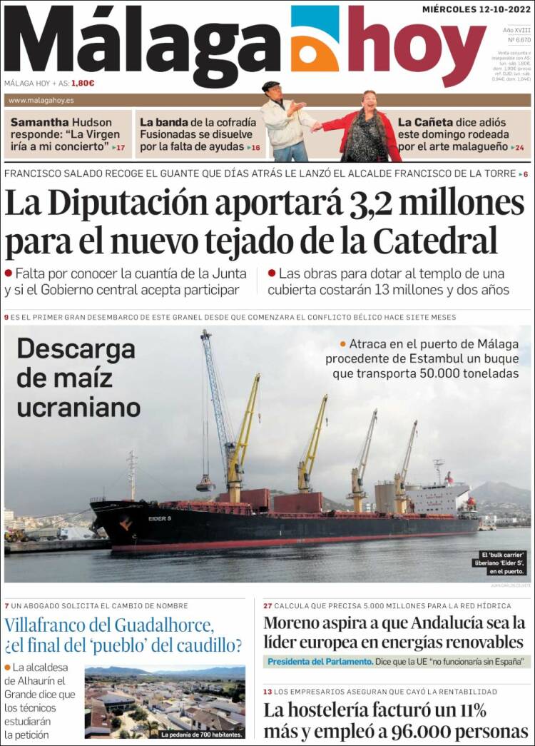 Portada de Málaga Hoy (Espa&ntilde;a)