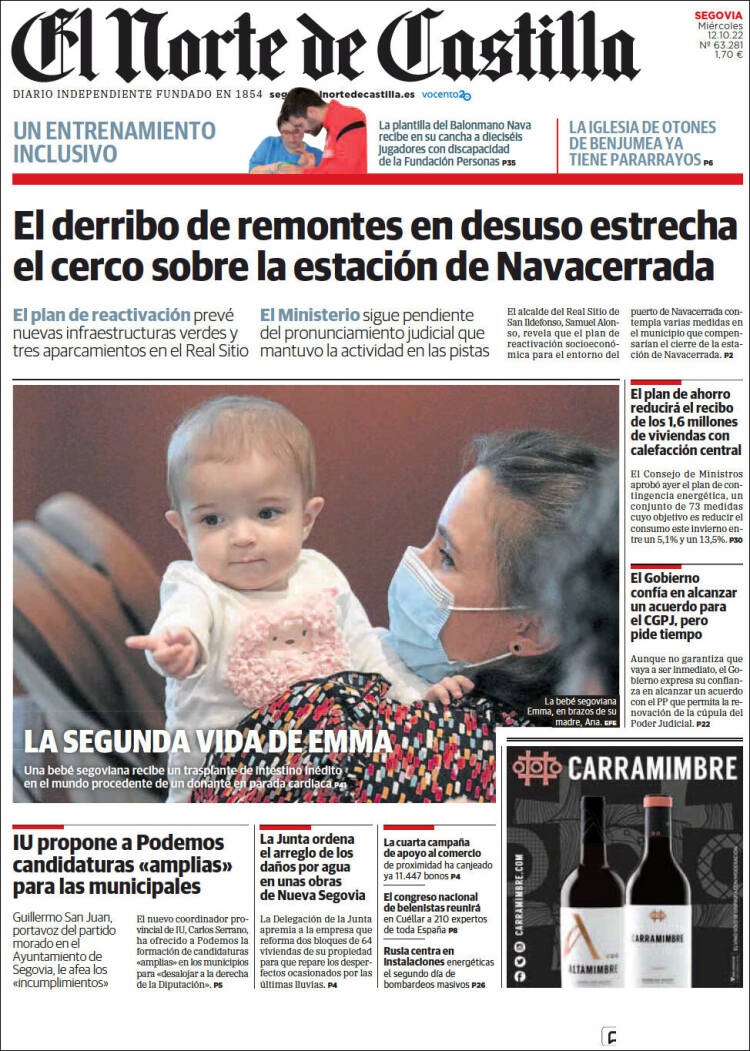 Portada de Norte de Castilla - Segovia (Espa&ntilde;a)