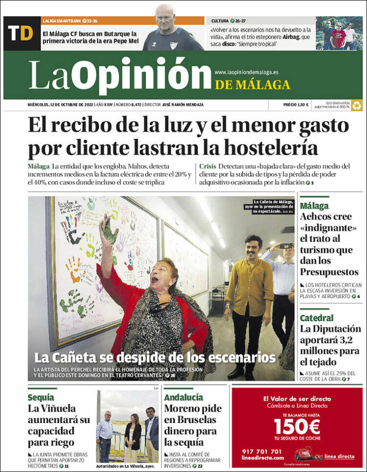 Portada de La Opinión de Málaga (Espa&ntilde;a)