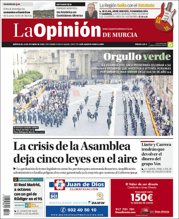 Portada de La Opinión de Murcia (Espa&ntilde;a)