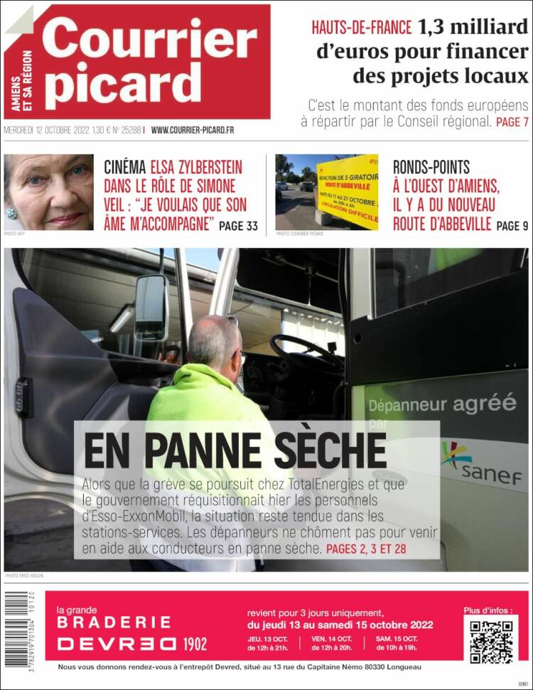 Portada de Courrier Picard (Francia)