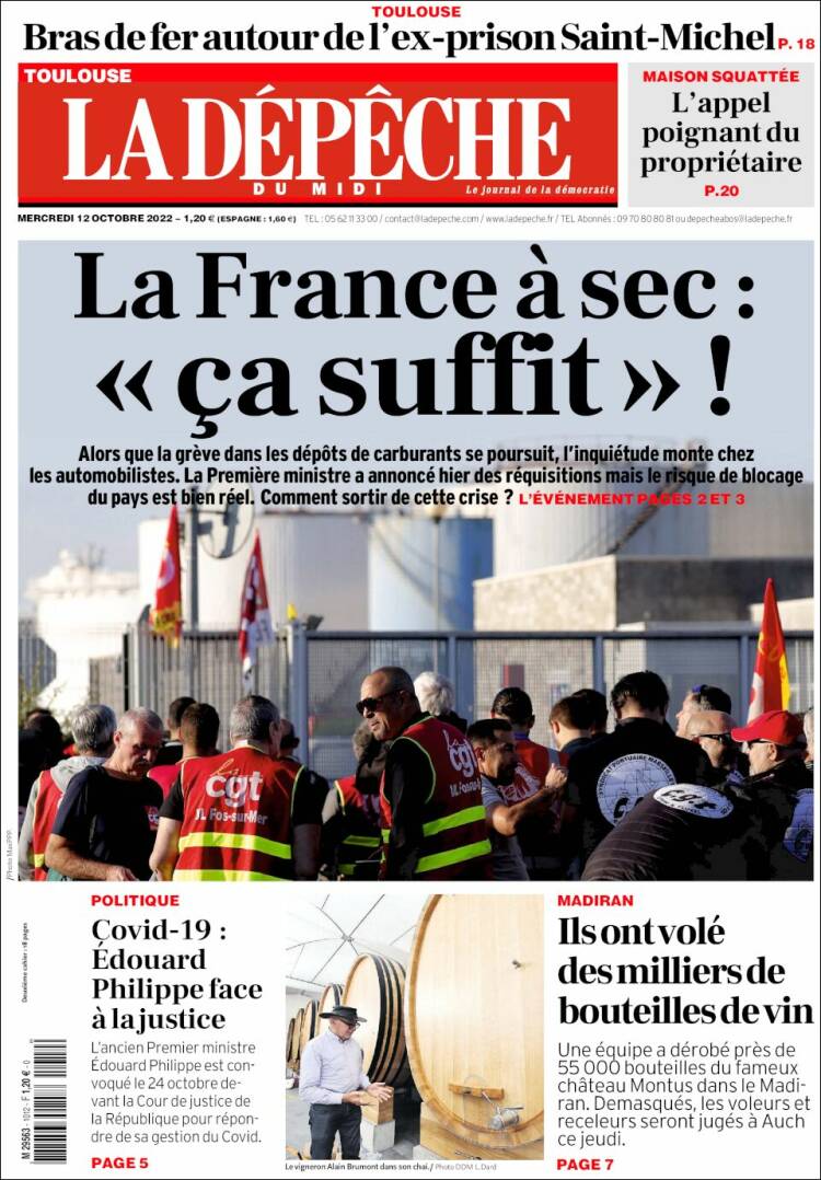Portada de La Dépêche du Midi (Francia)