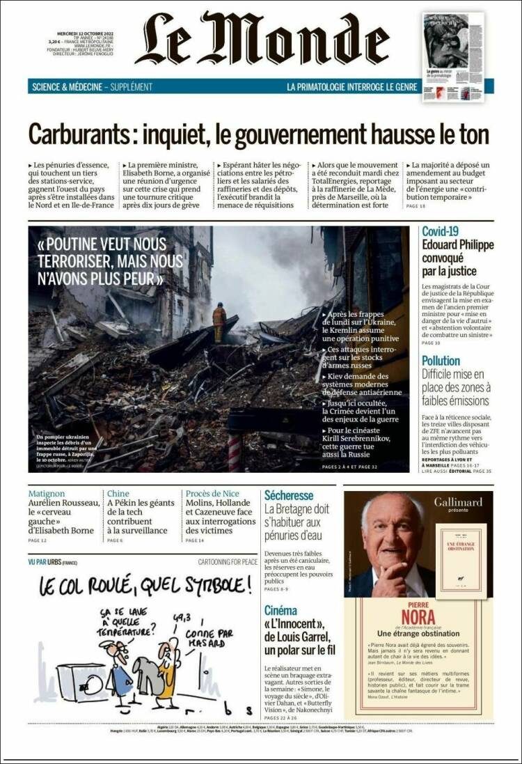 Portada de Le Monde (Francia)