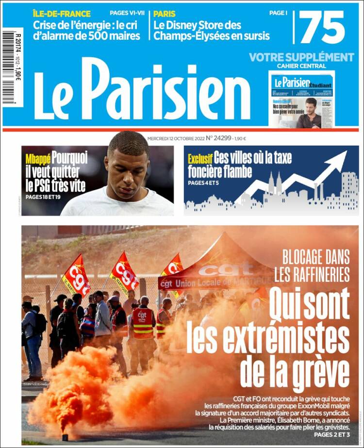 Portada de Le Parisien (Francia)