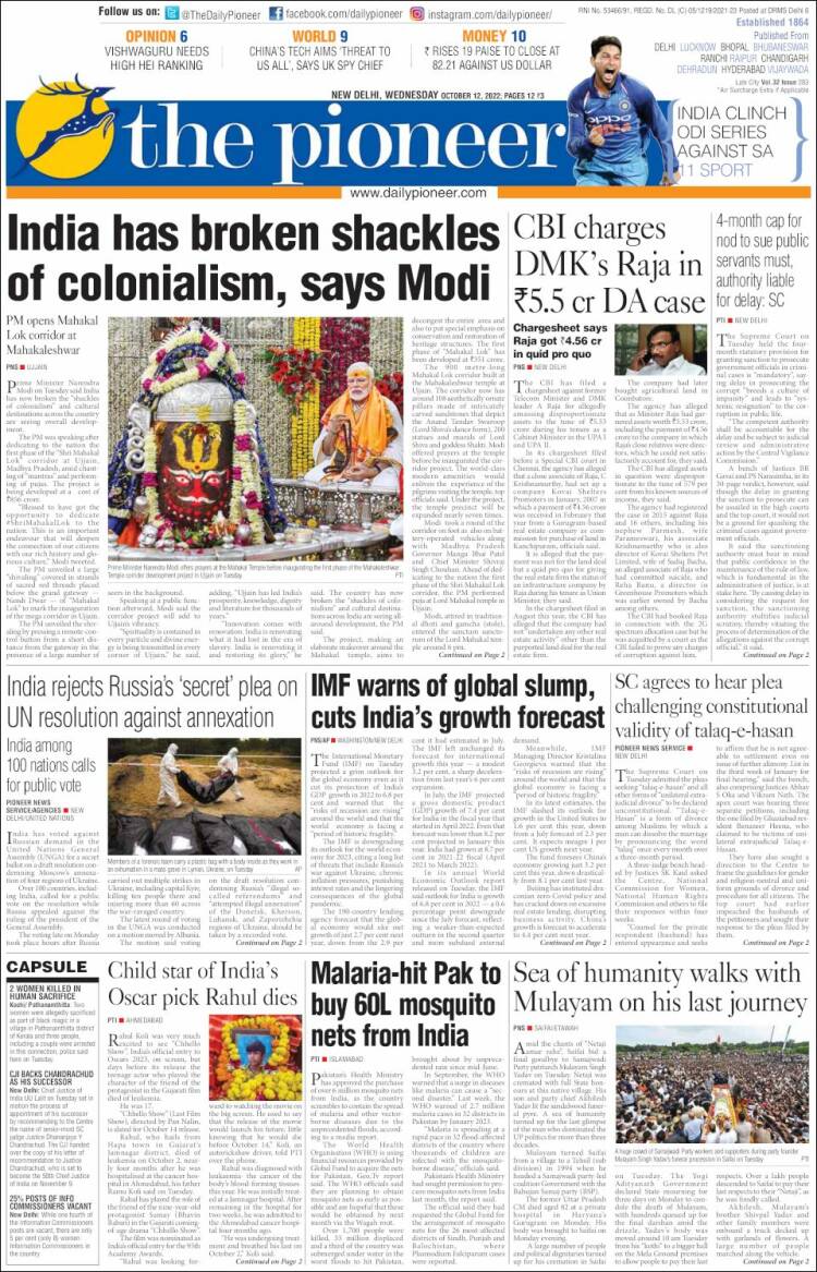 Portada de The Pioneer (India)