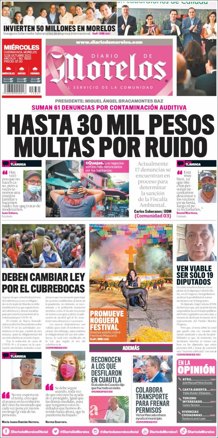 Portada de Diario de Morelos (México)