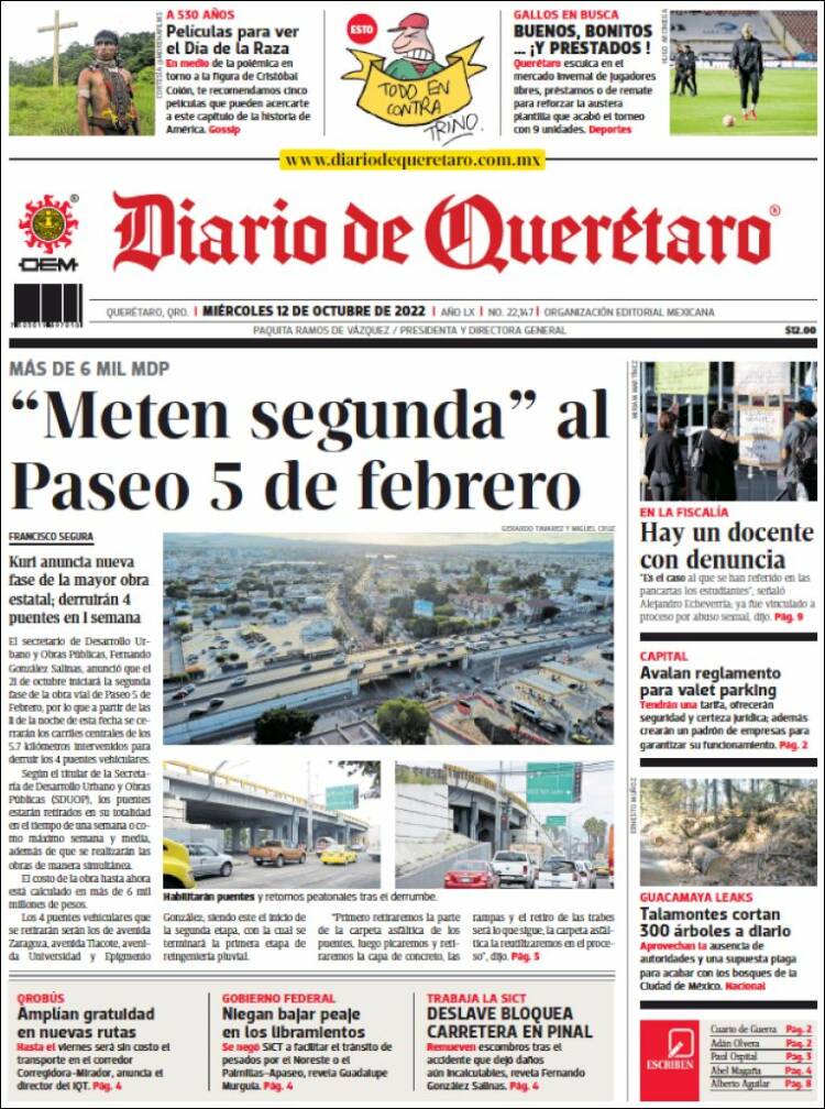 Portada de Diario de Querétaro (México)