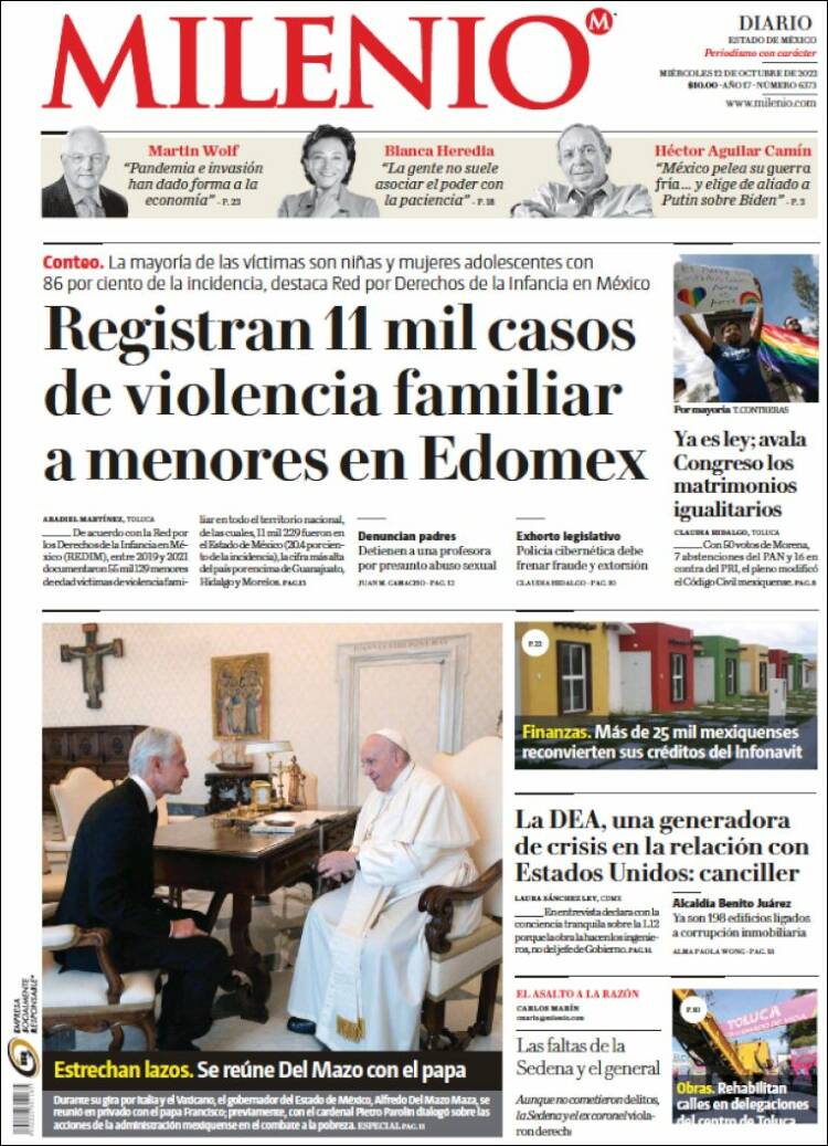 Portada de Milenio - Estado de México (México)