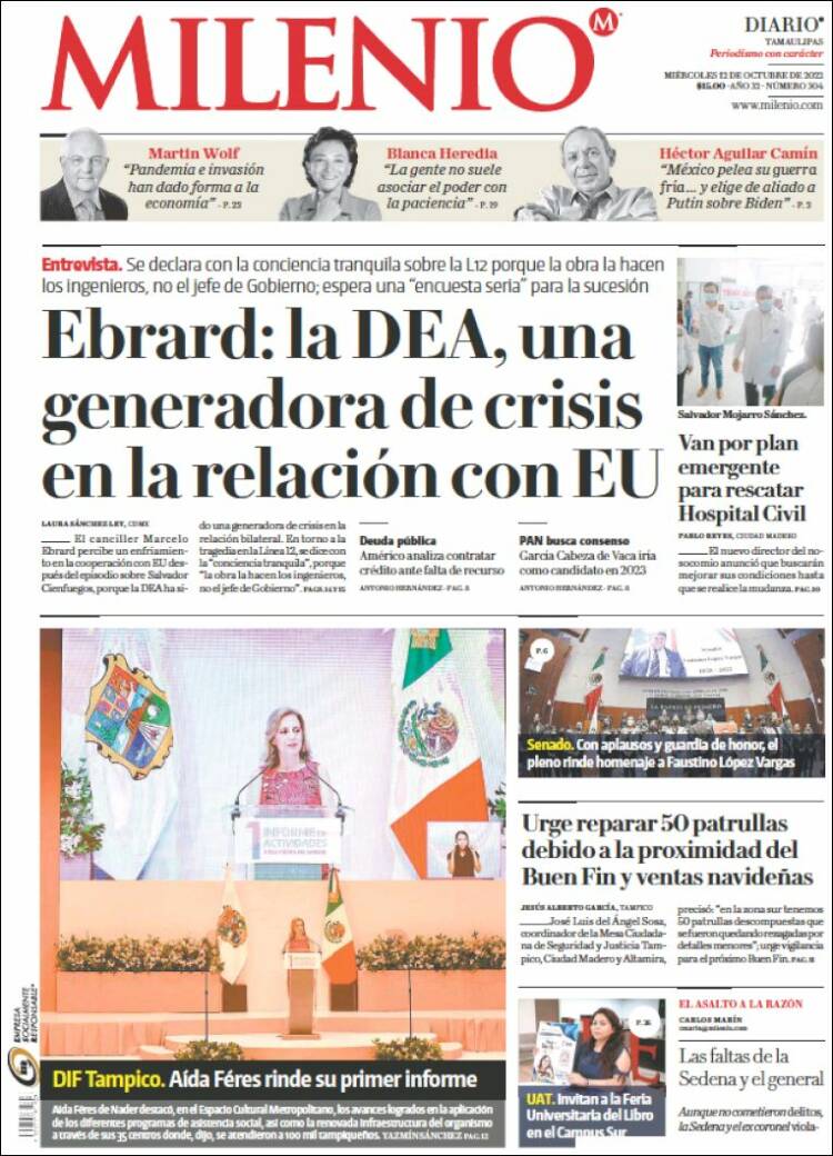 Portada de Milenio - Tamaulipas (México)