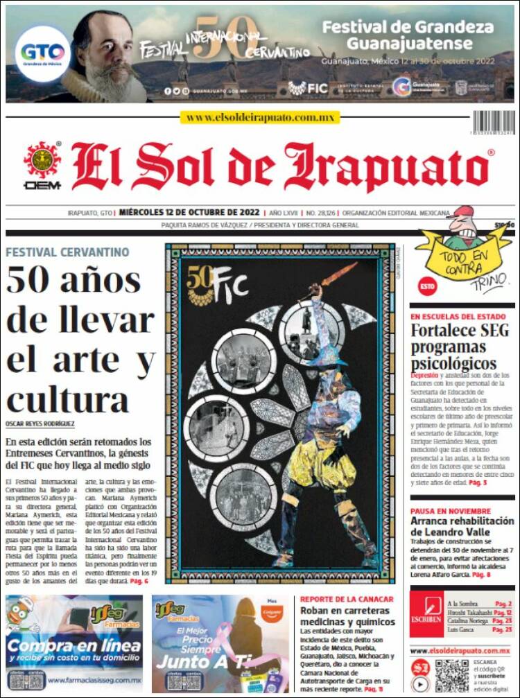 Portada de El Sol de Irapuato (México)