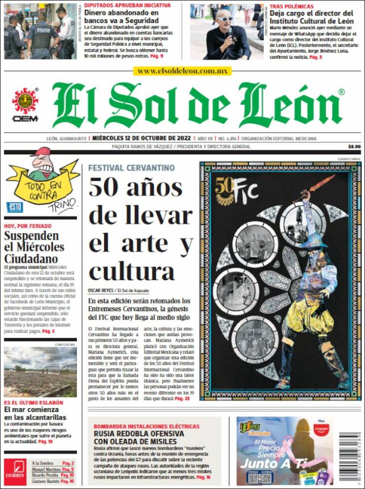 Portada de El Sol de León (México)