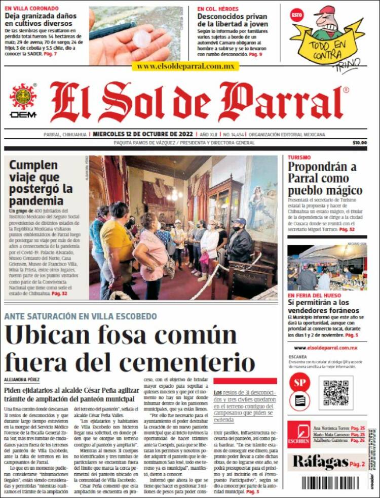 Portada de El Sol de Parral (México)