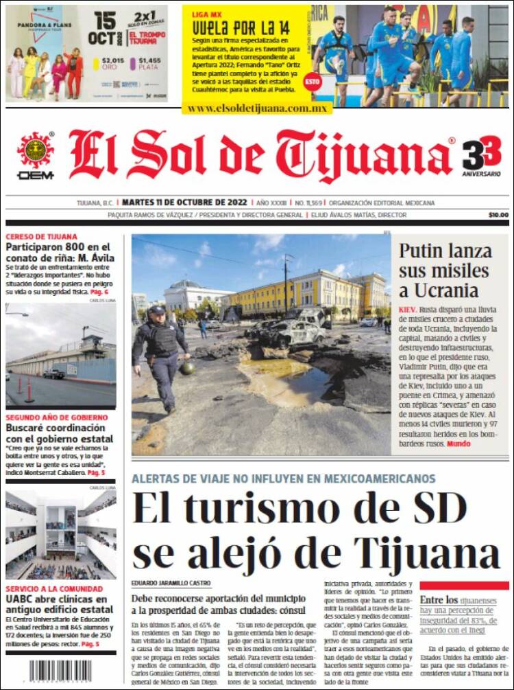 Portada de El Sol de Tijuana (México)