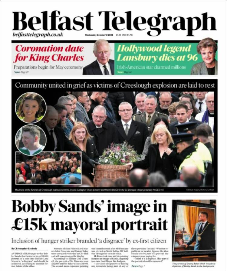 Portada de Belfast Telegraph (United Kingdom)