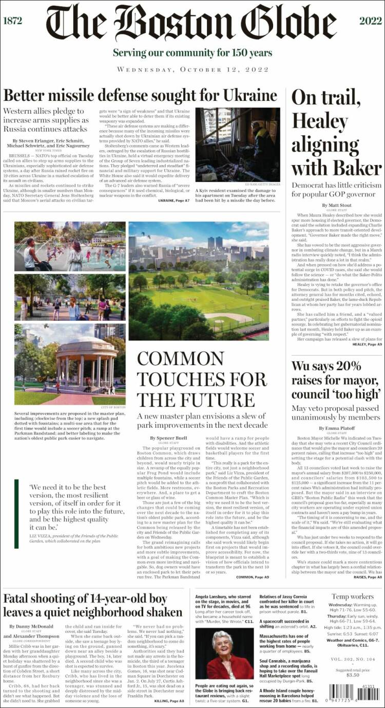 Portada de Boston Globe (USA)